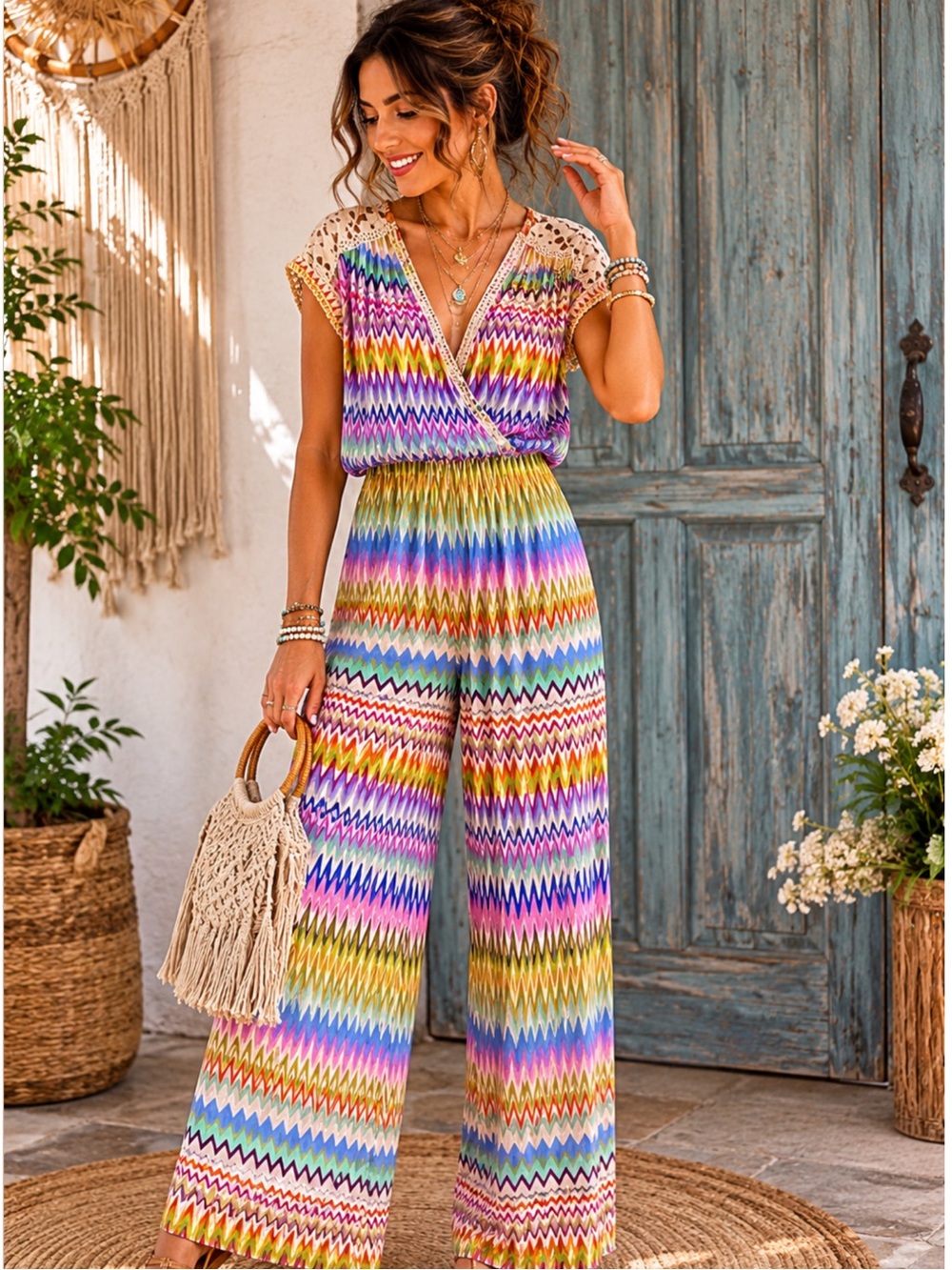 ESQUALO « Océan Wave » Jumpsuit in Blue and Pink. Size S (fits like M).NWT $60